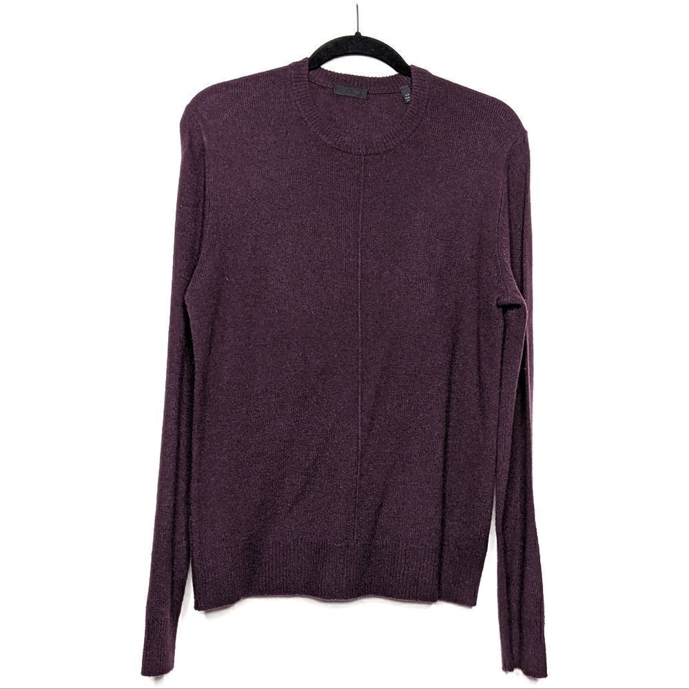 ATM Men's Cashmere Exposed Seam Crew Neck Sweater Purple Jumper